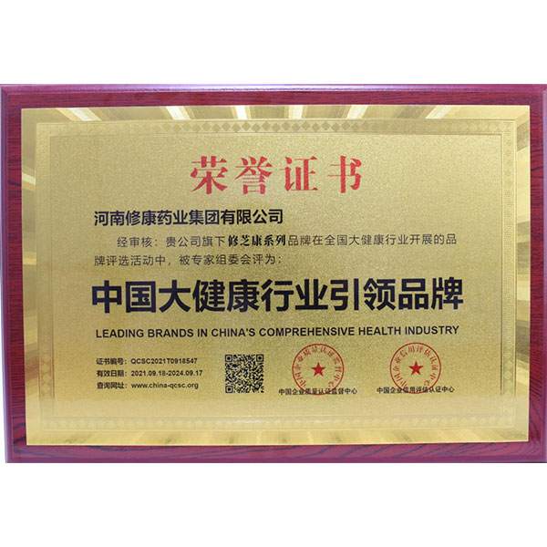 修芝康榮獲 “中國大健康行業(yè)引領品牌”