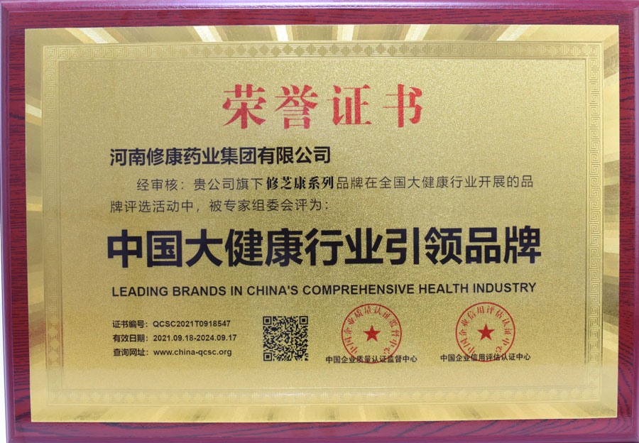 修康藥業(yè)榮獲中國大健康行業(yè)引領(lǐng)品牌